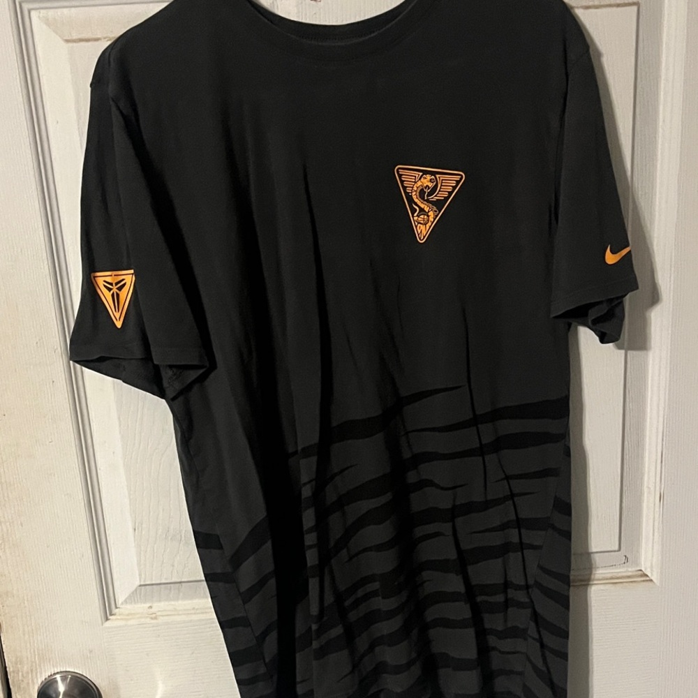 Nike Men's Dark Gray Tee with Orange Accents